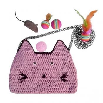 Kedi Seyahat Oyuncak Çantası Kedi Figürlü Pembe 19-24 cm