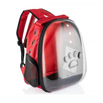 Markapet Pati Desenli Astronot Şeffaf Taşıma Sırt Çantası Kırmızı 45 x 22 x 33 cm