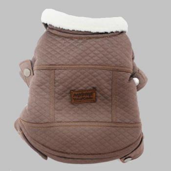 Vizon Kuzu Yaka Deri Köpek Montu Small