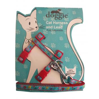 Doggie Patili Kedi Göğüs Tasması 22/36 cm Kırmızı