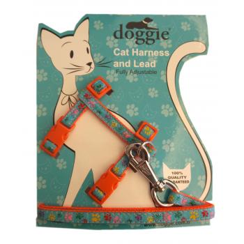 Doggie Patili Kedi Göğüs Tasması 22/36 cm Turuncu