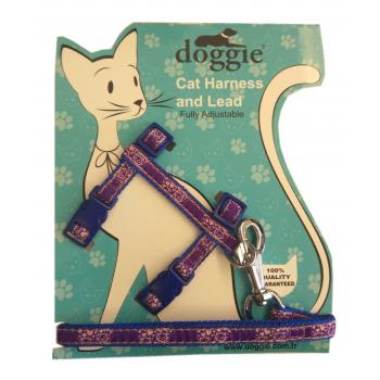 Doggie Gülücük Kedi Göğüs Tasması 22/36 cm Mavi