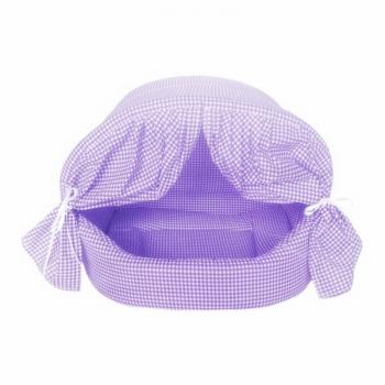 Kedi Köpek Yatağı Perdeli Ekose Desenli Mor ø 50×35 cm