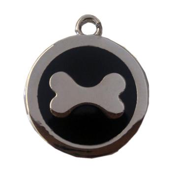 Kemik Desenli Kedi Köpek İsimlik Aksesuar 2,5 cm Siyah