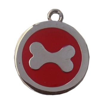 Kemik Desenli Kedi Köpek İsimlik Aksesuar 2,5 cm Kırmızı