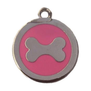 Kemik Desenli Kedi Köpek İsimlik Aksesuar 2,5 cm Pembe