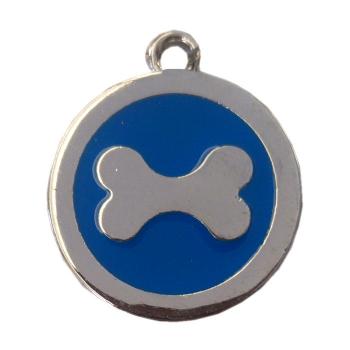 Kemik Desenli Kedi Köpek İsimlik Aksesuar 2,5 cm Mavi