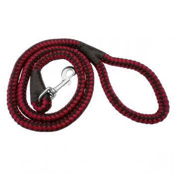 Örgü Halat Köpek Gezdirme Halatı 1 cm/70 cm Kırmızı-Siyah