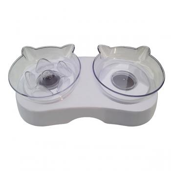 Kedi Ve Köpek Yavaş Besleme Su Ve Mama Kabı 250+250 ml Beyaz