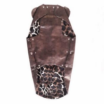 Kaplan Desenli Deri Köpek Kıyafeti 65 cm Kahverengi