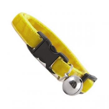 Markapet Kedi Boyun Tasması Kadife Dokulu Çanlı 1*30 cm Sarı