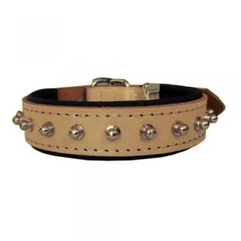 Doggie Yumuşak Doku Topuzlu Deri Boyun Tasması Taba 3*55 cm