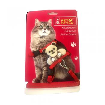 Pet Style Kedi Köğüs Bel Tasması Kırmızı Krem