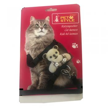 Pet Style Kedi Köğüs Bel Tasması Siyah Krem