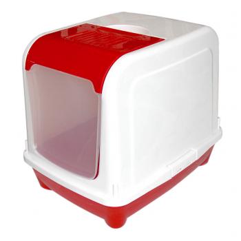 Kapalı Çift Açılır Kedi Tuvaleti 50/38/42 cm Kırmızı