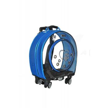 Markapet Fileli Tekerlekli Kedi Köpek Taşıma Çantası 42 x 40 x 22 cm Mavi 15 kg