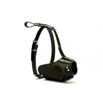 Doggie Eğitim Serisi Deri El Yapımı Uzun Burunlu Köpek Ağızlığı 1,5x45 cm Siyah