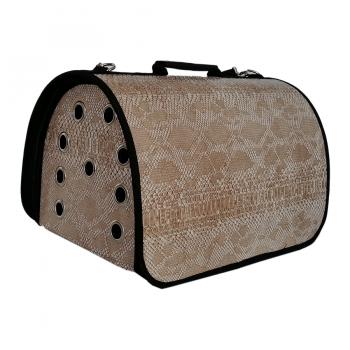 Flipper Kedi Köpek Deri Taşıma Çantası 25x26x42 cm Bej