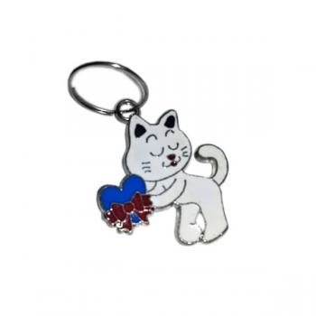 Kedi Tasma Aksesuarı Kalpli Kedi İsimlik 2×2.5 cm Beyaz