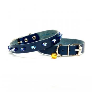 Nazar Boncuklu Kedi Ve Küçük Irk Köpek Tasması 1,0x19 cm Mavi Small