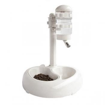 Köpek & Kedi Otomatik Mama Ve Su Kabı 34-42 cm Beyaz