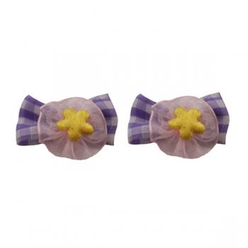 Kareli Çiçekli Kedi Köpek Tokası 2'li Set Mor 2-4 cm