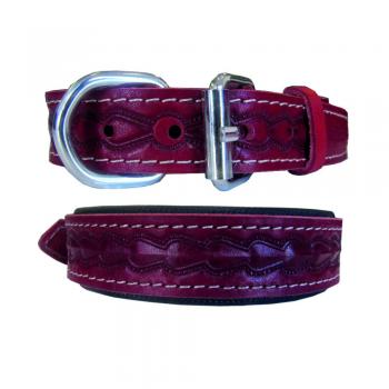 Doggie Desenli Deri Köpek Boyun Tasması 4*65 cm Kırmızı