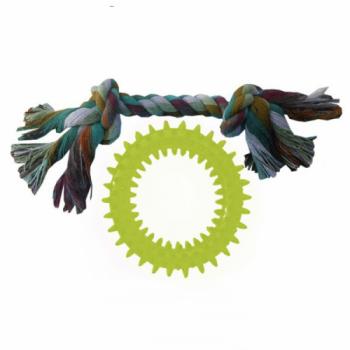 Köpek Diş Bakım Oyuncağı Simit 15 cm Ve Örgü Halat 18 cm Sarı