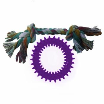Köpek Diş Bakım Oyuncağı Simit 15 cm Ve Örgü Halat 18 cm Mor