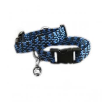 Elastik Örme Kedi Tasması Mavi-Siyah 10 mm A=23/32 cm