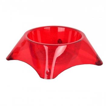 Kedi Ve Yavru Köpek Su Ve Mama Kabı Şeffaf ve Simli 200 ml Kırmızı