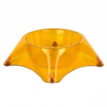 Kedi Ve Yavru Köpek Su Ve Mama Kabı Şeffaf ve Simli 200 ml Turuncu