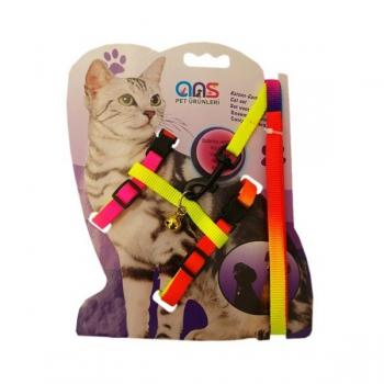 ANS Gökkuşağı  Desenli Kedi Göğüs Bel Tasması Renkli