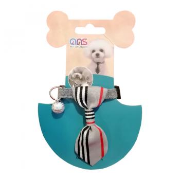 Ans Kravatlı Çanlı Köpek Boyun Tasması 20-33 cm Gri
