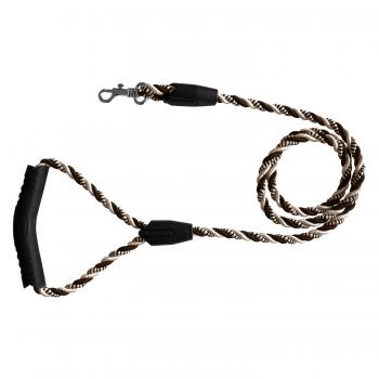 Üçlü Sarmallı Köpek Gezdirme Halatı 1 cm-120 cm Kahve Krem