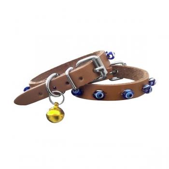 Nazar Boncuklu Kedi Ve Köpek Tasması 1,2x25-29 cm Camel Large