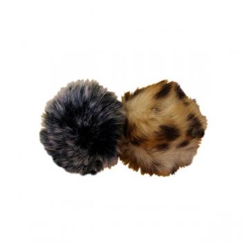 Kedi oyuncağı ikili set leopar desenli ve gri toplar 7-7 cm