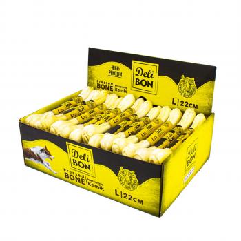 Delibon 22cm Deri Köpek Çiğneti Pres Kemik 1x22cm Beyaz