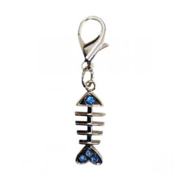 Eastland Kedi Köpek Tasma Süsü Kılçıklı Balık 1*3.5 cm Mavi Taş