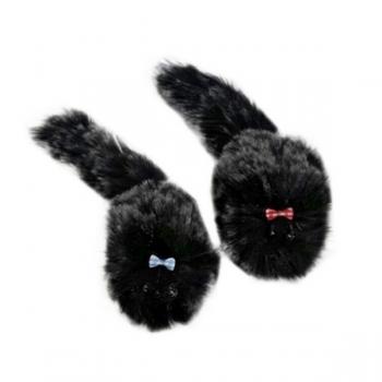 Tüylü kedi oyuncağı tekli papyonlu siyahlı grili fare 20*5 cm