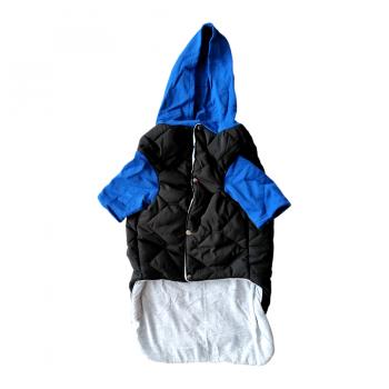 Kapüşonlu Köpek Montu XXLarge 65*56*90 cm Mavi Siyah