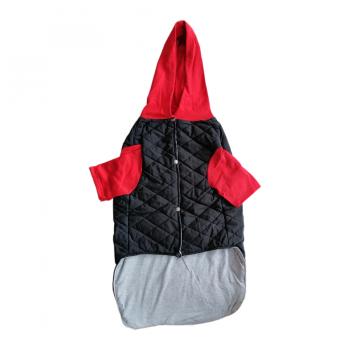 Kapüşonlu Köpek Montu Medium 42*54*68 cm Kırmızı Siyah