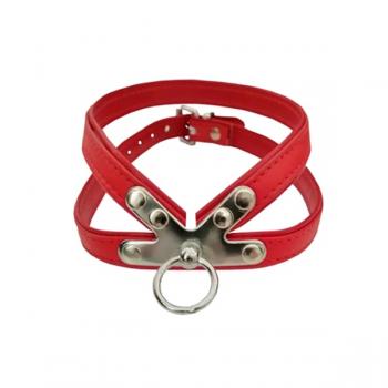 Doggie Deri Göğüs Tasması 34-40 CM Kırmızı Medium