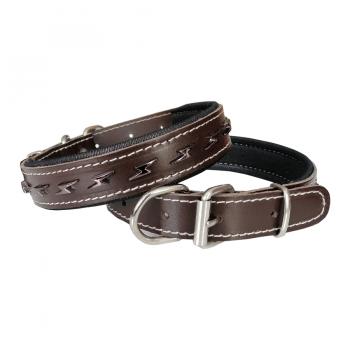 Deri Metal İşlemeli Konforlu Köpek Boyun Tasması 50 cm Kahverengi