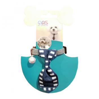 Ans Kravatlı Çanlı Köpek Boyun Tasması 20-33 cm Kare Lacivert