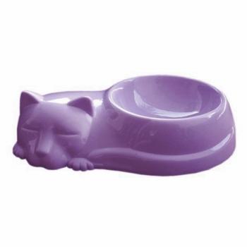 Kedi Figürlü Kedi Mama Ve Su Kabı Eflatun 250 ml