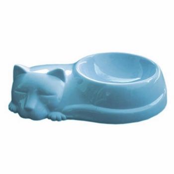 Kedi Figürlü Kedi Mama Ve Su Kabı Mavi 250 ml