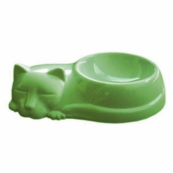 Kedi Figürlü Kedi Mama Ve Su Kabı Yeşil 250 ml