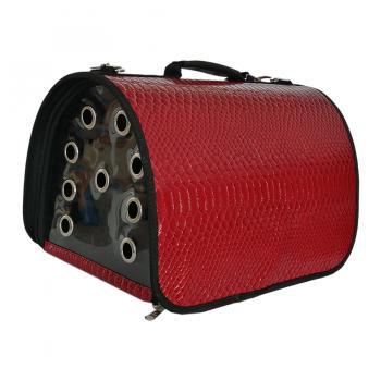 Flipper Kedi Köpek Deri Taşıma Çantası 25x26x42 cm Kırmızı