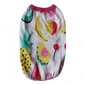 Köpek Kıyafeti Meyve Desenli Pembe Yakalı Tişört XXL 43 cm